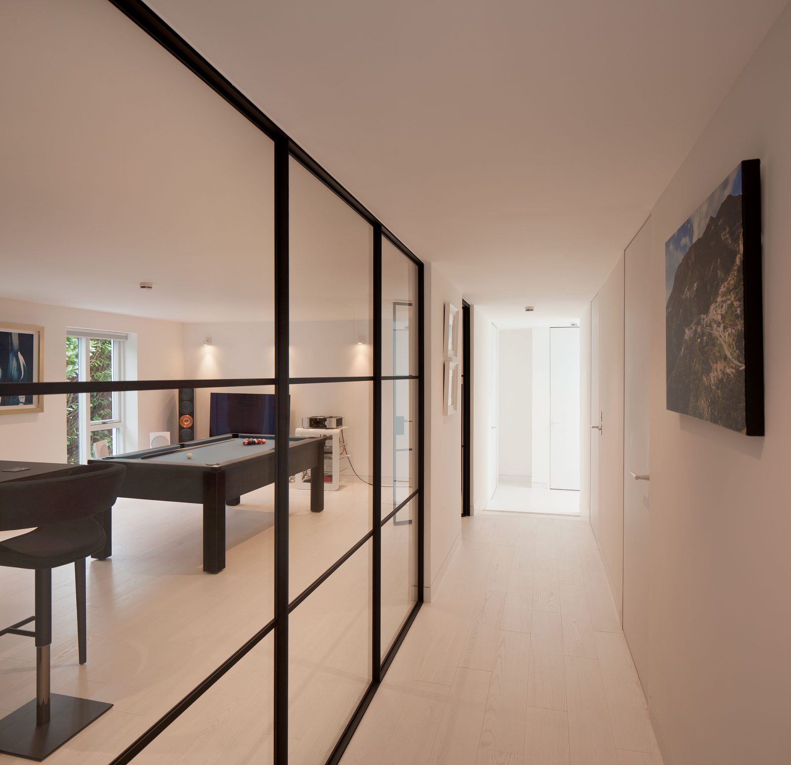 Black steel line glass partitions
